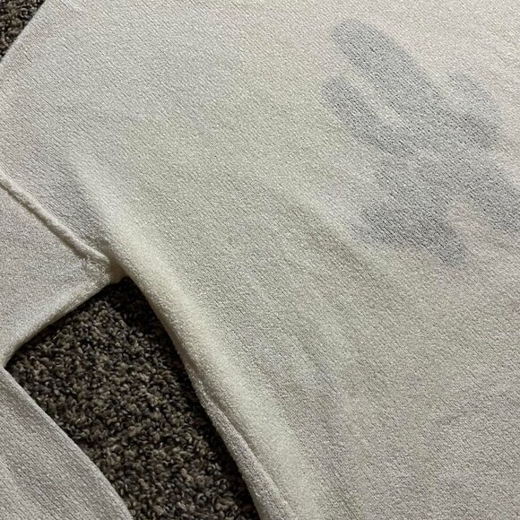 Cactus Cutout, Nubby Boucle Fabric Women Oversized Small White LS Pullover - Picture 6 of 8